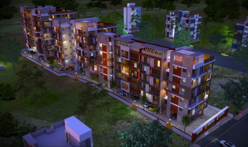 Gokuldham City evening view of the three residential blocks